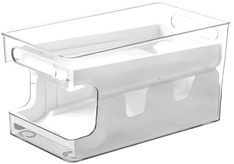 Operitacx Organizador Porta Huevos para Nevera Doble Capa Transparente Deslizable Almacenamiento Refrigerador Cocina Reusable Gran Capacidad