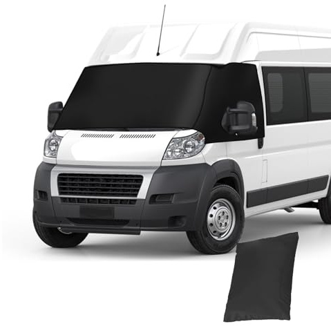 Frontscheibenabdeckung für Fiat Ducato X250/290 für Peugeot Boxer 2006–2025, 600D Verdunkelung, wasserdicht, Auto-Windschutzscheibenabdeckung, Sonnenschutz, wetterfest, Frost, Schnee