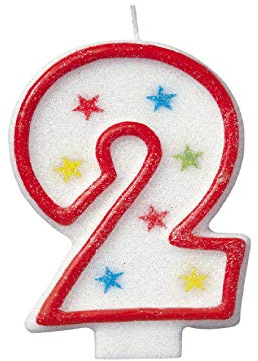 Unique Party Supplies 37312 Glitzernde Zahl 2 Geburtstagskerze und Happy Birthday-Kuchendekoration