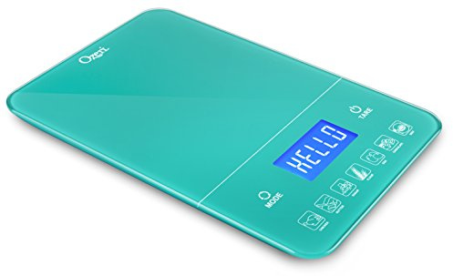 Ozeri Touch III Balance de cuisine numérique avec compteur de calories en verre trempé Bleu sarcelle 10 kg