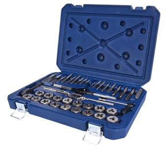 Century Drill & Tool Metric Tap and Die Set, 40 Pc Heat Treated for Durability Hand Cutting Taps & Dies Includes Wrenches, Pitch Gauge & More - 98912