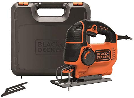 BLACK+DECKER KS901PES-QS Scie sauteuse pendulaire filaire - 620W - 4 Positions de 22,5° à 45° - 90 mm dans le bois - 8 mm dans l'acier - 3000 crs/min - 2 lames - Livrée en coffret