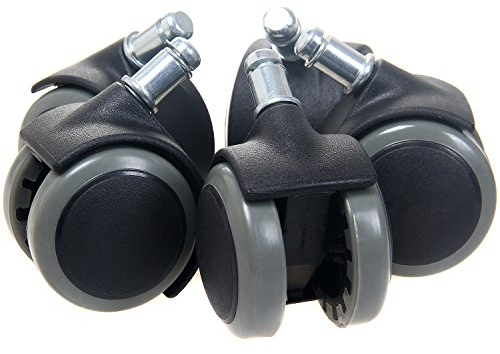 TUKA 5x Rotelle per parquet, per sedie e poltrone ufficio, 11mm ruote pavimenti duri per Sedie Girevoli da Ufficio, per parquet, laminato, piastrelle, pavimento pietra ecc. Grigio, TKD3200 Grey