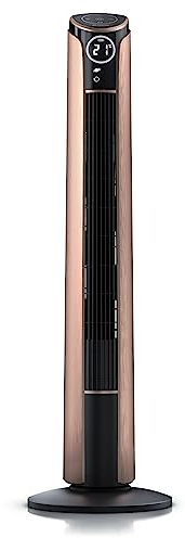 Brandson - Turmventilator mit Fernbedienung 108 cm - Ventilator 10 Grad neigbar - mobiler Lüfter - Standventilator - Oszillation - 3 Geschwindigkeiten 4 Lüftungs-Modi - GS - Pearl Rouge