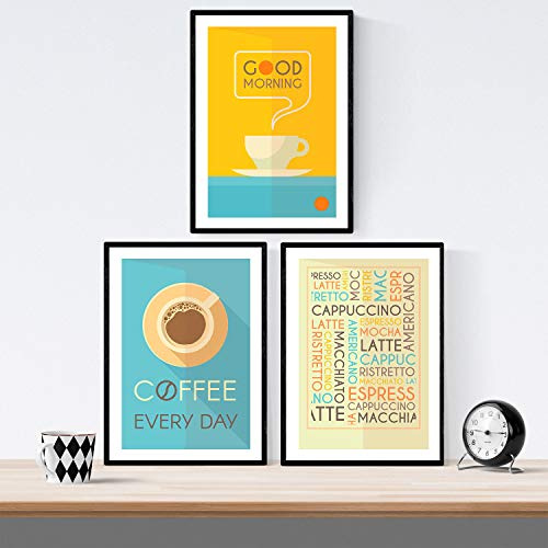 Nacnic Set Kaffee Blätter. Poster Arten von Kaffee. Retro Kaffee 2. Größe A4