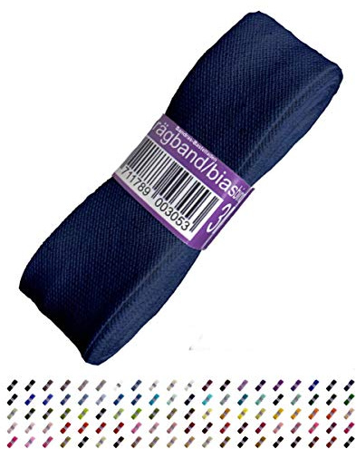 Sandras-Bastelladen Schrägband/Einfassband Baumwolle Uni gefalzt 3m x 20mm 210-Marineblau