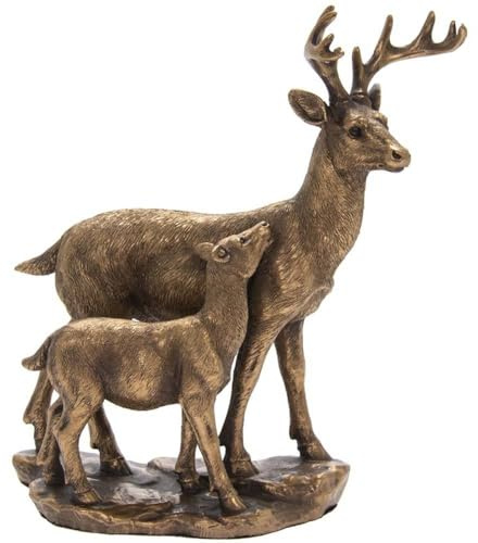 The Leonardo Collection Figura de Ciervo y Cervatillo Bronce para el hogar y la Oficina, Adornos de decoración del hogar, Regalo para Mujeres y Hombres, Hermosa Figura para Interiores y Exteriores,