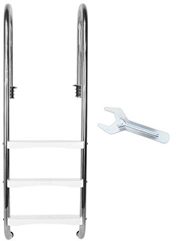 Nivvity Pool Ladder, Pool 3‑Step Ladder Safety Non‑Slip Stair Pedal Stainless Steel Steps Swimming Bath Equipment