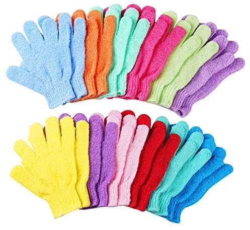 24 pcs Exfoliating Shower Gloves,Double Sided Exfoliating Bath Gloves Deep Clean Dead Skin for Spa Massage Beauty Skin Shower Body Scrubber Bathing Accessories.-12 Multi-Colors