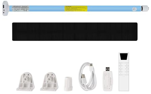 zemismart Tuya WiFi Wiederaufladbarer Rollladen-Motor, eingebauter Akku, Smart Life Blind Motor, Alexa, Google Home, Timer-Funktion, Tuya App-Fernbedienung (mit Fernbedienung 9, für 17 mm)