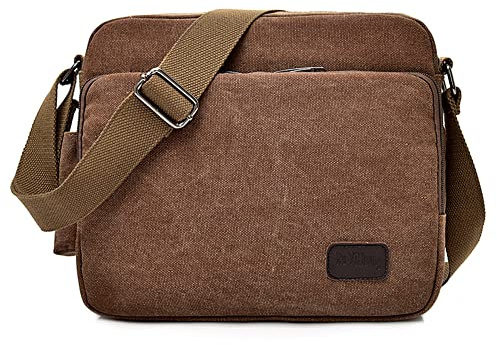 DORRISO Mode Umhängetasche Herren Schultertasche Canvas Schultertaschen Männer Casual Reise Bergsteigen Schultertasche Kuriertasche Braun