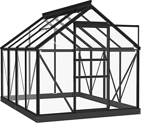 vidaXL Invernadero Cobertizo Caseta Vivero Casa de Plantas Flores Hierbas Protección Jardín Patio de Aluminio y Vidrio Gris Antracita 155x200,5x191cm