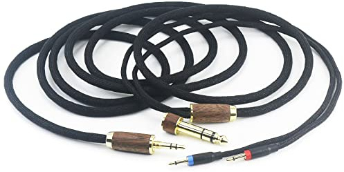 6N OCC Copper Silver Plated Upgrade Audio Cable 3.5mm Male & 6.3mm Adapter for Monolith M1060, M1060C, M565, M565, for AudioQuest NightHawk Headphone Walnut Wood Shell (2X 2.5mm Version)