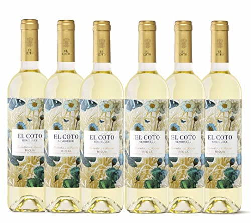 El Coto Semidulce Blanco | Vino Blanco DOC Rioja | Variedad Chardonnay |Dulce y Fresco, | Caja 6 botellas 750 ml