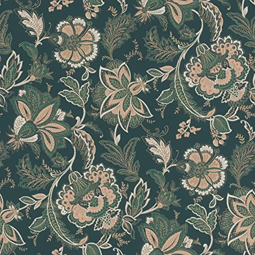 Rasch Tapete 711424-Vliestapete mit Blumenmuster in Dunkelgrün und Gold aus der Kollektion Sophia-10,05m x 0,53m (LxB), Grün
