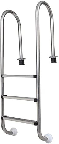 HOBIRD Edelstahl aus Swimmingpool Leiter, 50 x 33 x 148 cm Schwimmbad Handläufe mit Anti-Rutsch-Stufen, leicht zu montieren Pooltreppe