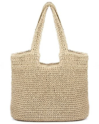LHHMZ Women Straw Shoulder Bag Large Summer Beach Tote Bag Weave Handmade Straw Bags