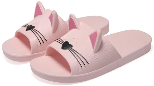 Vunavueya Damen Dusch- und Badeschuhe Badelatschen Herren Badeschlappen Sommer Hausschuhe Slides Badesandalen Strand Pantoletten Schlupf-Hausschuhe Schuhe Ice Rosa 39/40 EU(40-41CN)