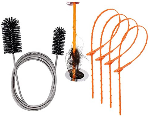 AWAVM 5 in 1 di scarico dei capelli serpente e tubo di alimentazione spazzola di pulizia sottile foro di scarico strumento di pulizia tubo tubo spazzola di pulizia