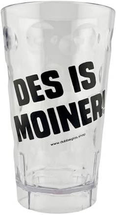 DES IS MOINER! Dubbebecher 0,5 Liter aus Plastik (Transparent) - Pfalz Dubbeglas aus Kunststoff (Polycarbonat) für Pfälzer Schorle (Rieslingschorle) und andere Getränke