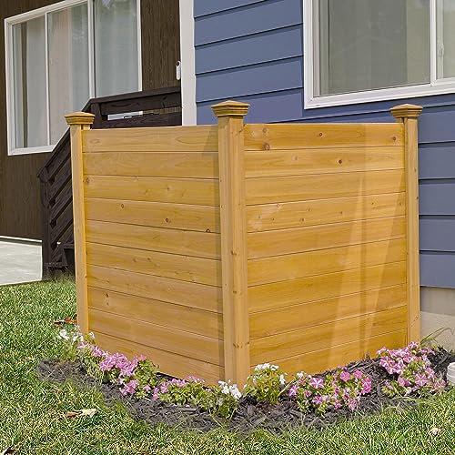 4ft H x 4ft W (2 Panels) No Dig Enclo Premium Wood Privacy Screen, Ideal Outdoor Privacy Wall, Pool Equipment Enclosure, Cedar Fence, Trash Can Enclosures, Air Conditioner Fence, EC18029