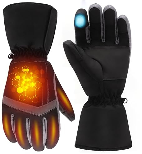 QILOVE Heated Gloves, Rechargeable Hand Warmers for Men Women - Windproof Waterproof Thermal Touchscreen Electric Gloves for Winter, Ideal for Motorcycle, Skiing, Cycling, Hiking, Fishing