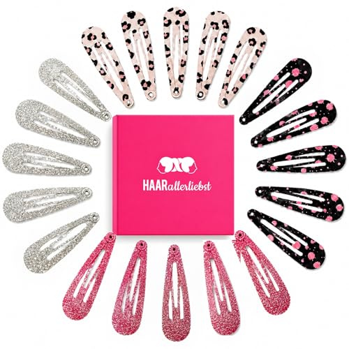 20 Stück HAARallerliebst® Haarspangen Mädchen Haarklammern bunt (5cm) Haarspange, Haarclips, Kinderschmuck Haarklammer Haarschmuck Snap Hair Clips in 4 Farben für Kinder & Damen Baby