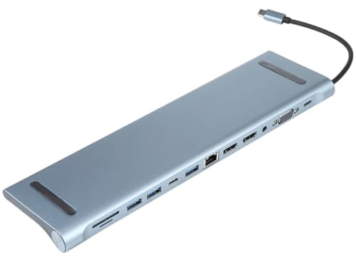 AJPARTS UK 12 in 1 Laptop USB C Docking Station Dual Monitor Multiport Adapter HDMI Dock Triple Display with 2HDMI,VGA, 1 USB 3.1/2.0,USB C PD, Data, SD/TF,3.5MM for HP, Surface, Mac book Laptops