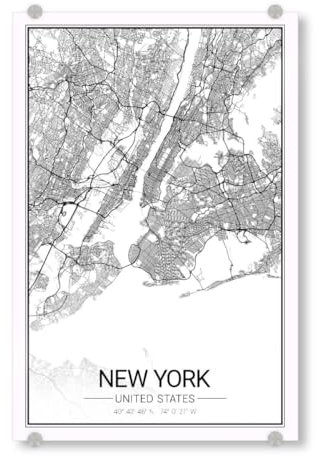 artboxONE Acrylglasbild 90x60 cm Städte/New York Map von New York City - Bild New York New York New York City