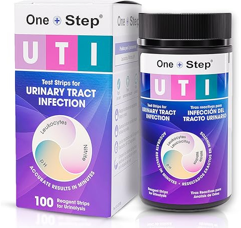 One Step 3-IN-1Full Panel UTI Test strips, 100 Strip Tub, At Home UTI Test for Women, Men & Kids, Urine Test Strips for UTI & Bladder, Easy To Use Urinary Tract Infection Test Kit