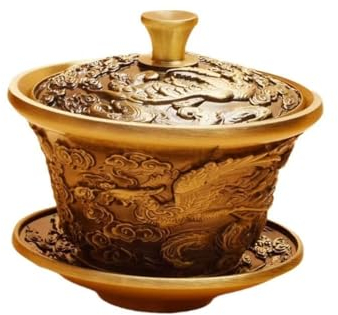 China-Teetassen, Messing-Teeschalen, dreiteilige Teetassen, Drachen- und Phönix-Teeservices, kunsthandwerkliche Ornamente, Haushaltsornamente aus reinem Kupfer for Schalen von hoher Qualität im klassi