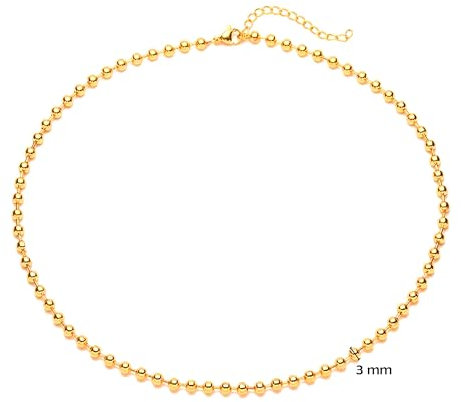 Collier boule doré plaqué or 18 carats Chaîne militaire acier inoxydable Collar fino 50 cm, acier inoxydable, unisexe