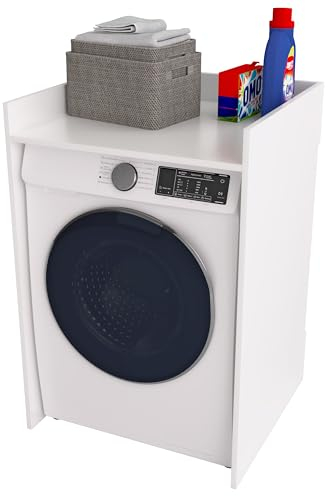 defiPad Waschmaschinenschrank für Waschmaschine oder Wäschetrockner | Stylisch und praktisch Waschmaschine Trockner Schrank | Waschmaschinenregal | Waschmaschinenüberbau | 66x97x62 cm (Weiß)
