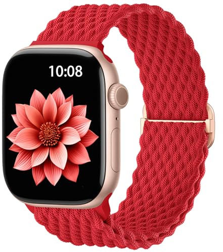 AMSKY Geflochten Band Kompatibel mit Apple Watch Armband 40mm 44mm 42mm 46mm 41mm 45mm 38mm 49mm Damen Herren, Textil Stoff Kompatibel mit iWatch Armband Series 11 10 9 8 7 6 5 4, SE 3 2 1