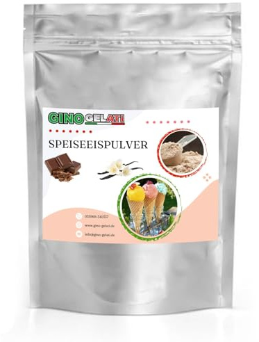 Gino Gelati Vanille Eis Speiseeis Pulver, Vanilleeis selber machen, verschiedene Sorten, schnelle und einfache Zubereitung, für Haushaltseismaschinen (1 Kg, Vanille Schoko)
