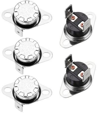 QUARKZMAN KSD301 Termostato 90°C/194°F 10A N.C Regolare Interruttore Temperatura Disco a Scatto per Microonde Forno Macchina Caffè 5pz, Materiale in Bachelite