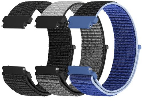 WNIPH 3 Piezas Correas de Nylon para Reloj Compatible con 18mm 19mm 20mm 22mm 24mm, Transpirables, Suaves y cómodas para Hombres y Mujeres