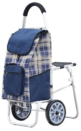 Einkaufstrolley Utility-Einkaufswagen, faltbar, mit Rollen, Einkaufswagen, wasserdichte Oxford-Einkaufstasche mit Sitz, Einkaufswagen Stabilität