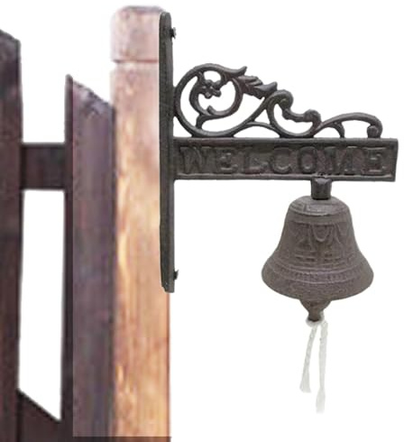 Campana de cena - Soporte de pared para campana de cena, campanilla para cena colgada en la pared | Campanas de comedor para exteriores de granja, timbre vintage de hierro y metal marrón montat