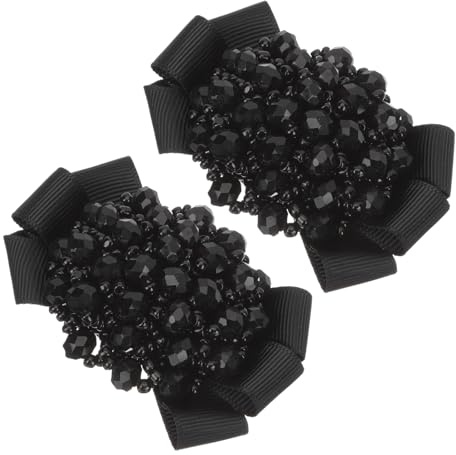 BESTYASH 1 Paio Fiore Scarpa Fiocco Scarpe Da Donna Fermagli Per Scarpe Con Fiocco in Nastro Pompe Nere Pizzo Parà Clip Per Decorazioni Per Scarpe Abbellimenti Chaussure Panno Di Seta Black