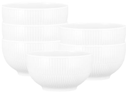 Seltmann Weiden Amina Weiß Müslischalen 6er Set, 15 cm, Runde Dessertschalen mit dezentem Relief-Muster, Spülmaschinen- und Mikrowellenfest, Porzellan, Weiß