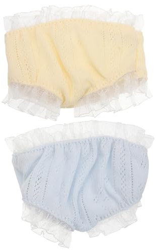 HAWILLOSCH 2pcs Reusable Doll Panties Set for Girls Small Doll Clothes Toy Accessories Blue and Yellow Lace Mini Underwear Pretend Play Training Shorts