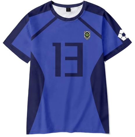 DEXSHUN Maglietta Seishiro Nagi Anime Isagi Yoichi/Rin Itoshi/Bachira Meguru Cosplay Maglietta da Calcio Uniforme Sportiva con Collo Tondo Stile Manga Top Sportivo per Donne e Uomini, XL