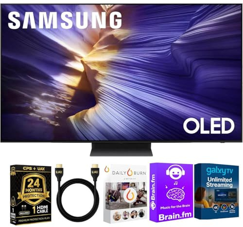 Samsung QN55S90FKIT1 OLED S90F 4K Smart TV Bundle Ultra Thin Design, HDR+, 144Hz Gaming, Alexa Built-in, AI Up