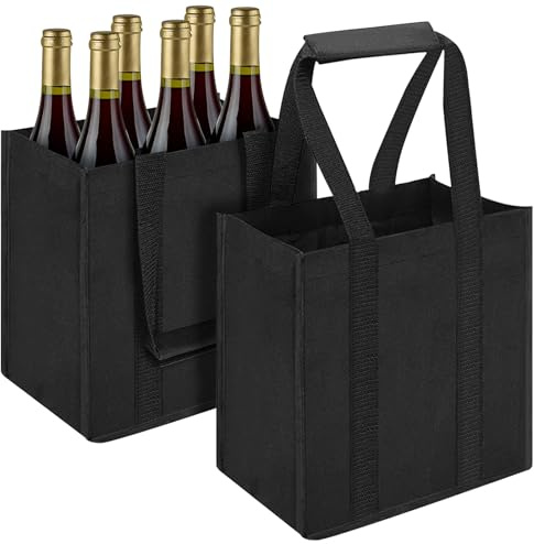 YiliYa 2 Pezzi Borsa Porta Bottiglie Acqua,Portabottiglie con 6 Scomparti per Bottiglie da 1.5L Pieghevole Nero Cestello Portabottiglie 27x17x27 cm