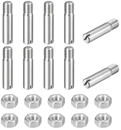 sourcing map 10 Stück Schlitzzylindrischer Stift, M8 x 35 mm, 304 Edelstahl, Dübel, Außengewinde, Positionierstift, Schlitzschraube mit Mutter für Schrankmöbelinstallation (GB878)