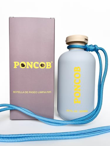 PONCOB Botella Limpia Pipí Perros Hands-Free | Nuevo diseño de nudo | 300ml Tacto Suave y Antifugas | Premium para un Paseo Responsable. (AZUL)