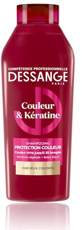 DESSANGE Couleur & Keratin – Farbschutz-Shampoo – Formel angereichert mit pflanzlichem Keratin & Acai-Beeren – nährt die Fasern, um die Farbe zu enthüllen, gefärbtes Haar – 280 ml