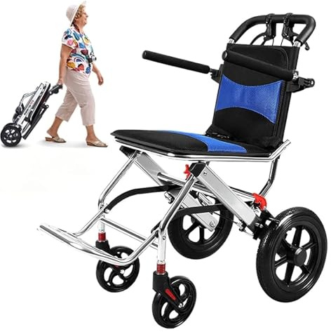 Sedia a rotelle da Viaggio，Sedie Pieghevoli， Carrozzine for Adulti Carrozzine Pieghevoli ultraleggere Carrozzine for Trasporto Portatili in Alluminio Carrelli for sedie a rotelle