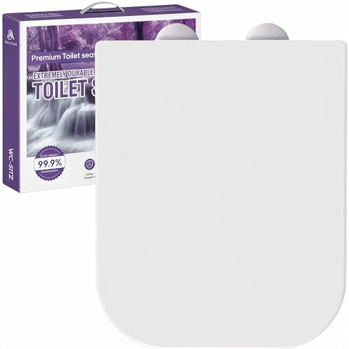 Solng Aldoih Square Toilet Seat, Soft Close, Heavy Duty Premium Thermoplastic, Quick Release, Easy Clean, Durable, White